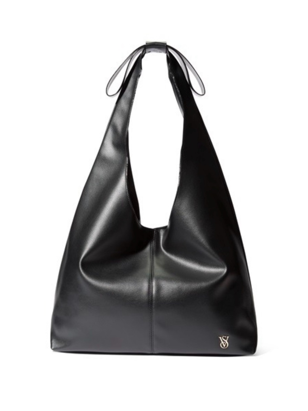 Victoria's Secret Black Leather Shoulder Hobo Bag